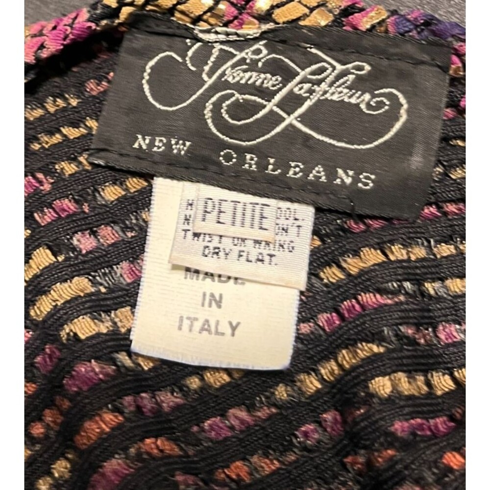 Vtg Yvonne LeFleur Italy Metallic Swirl Open Back Holiday Cocktail Dress Petite - Picture 9 of 11